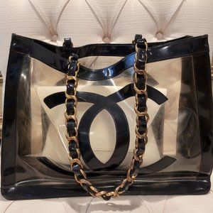 Chanel Vintage Rare Clear Chain Tote